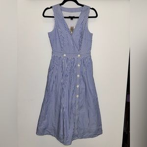 V Neck Wrap Sleeveless Midi Dress